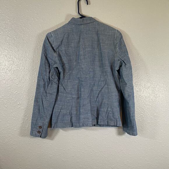 J Crew Womens 8 Medium Chambray Collared Blazer Jacket Suit \Work Long Sleeve - Picture 2 of 8